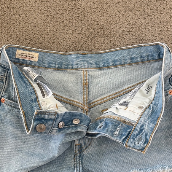 Levi's Classic Blue Ripped Jean Shorts - Picture 3 of 4